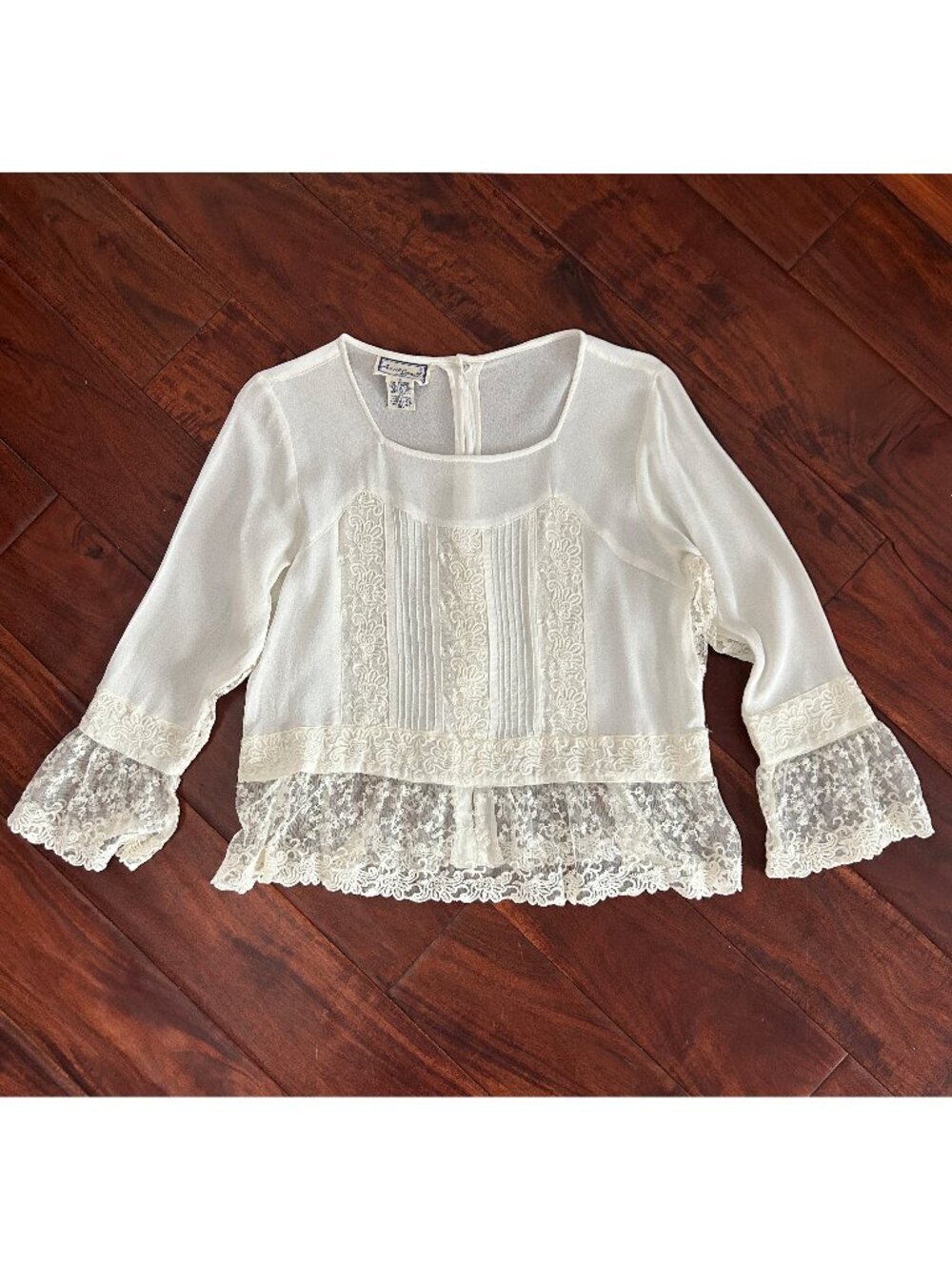April Cornell Vintage Ivory Lace Blouse Fairycore Festival Cottagecore Size S
